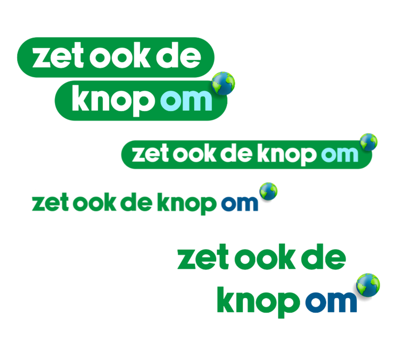 Voorbeelden van het logo met de tekst zet ook de knop om